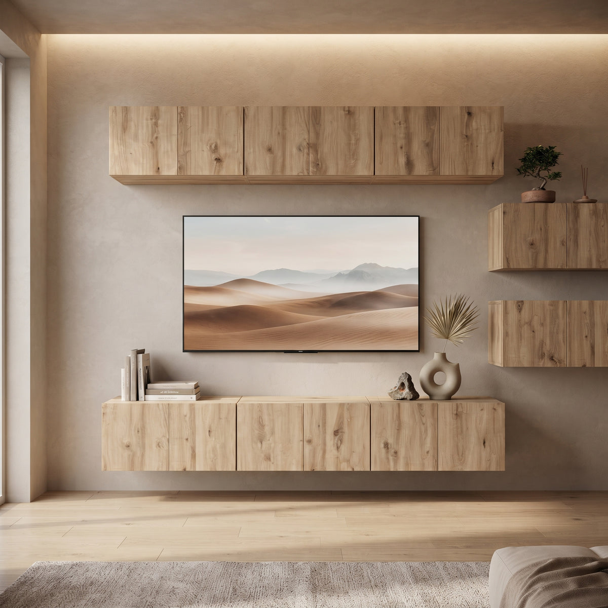 Ensemble mural TV 8 modules bois d'ingénierie | Wall Set
