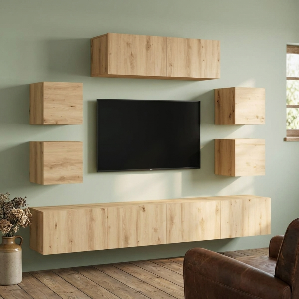 Ensemble mural TV mural 7 pcs | Élévation