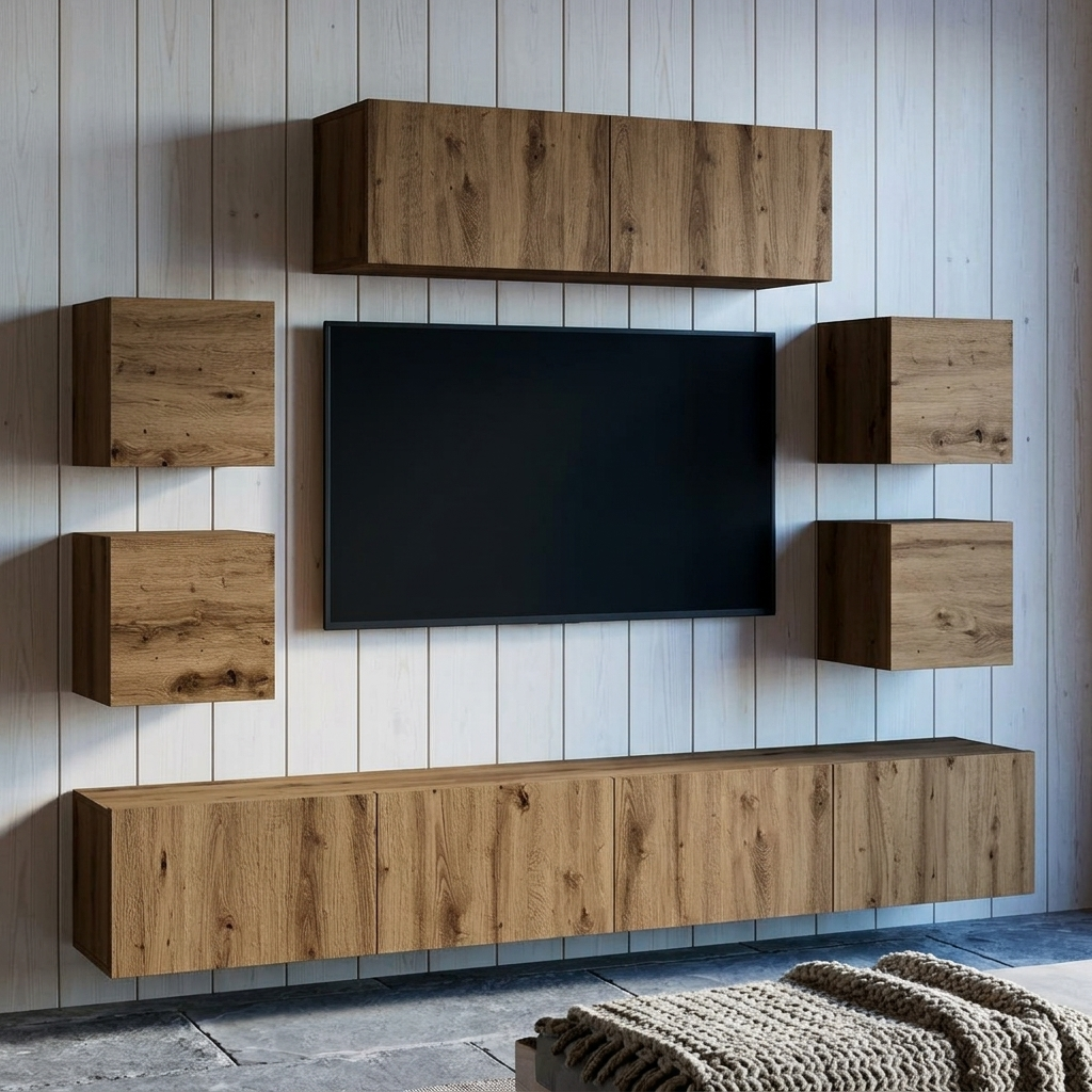 Ensemble mural TV mural 7 pcs | Élévation