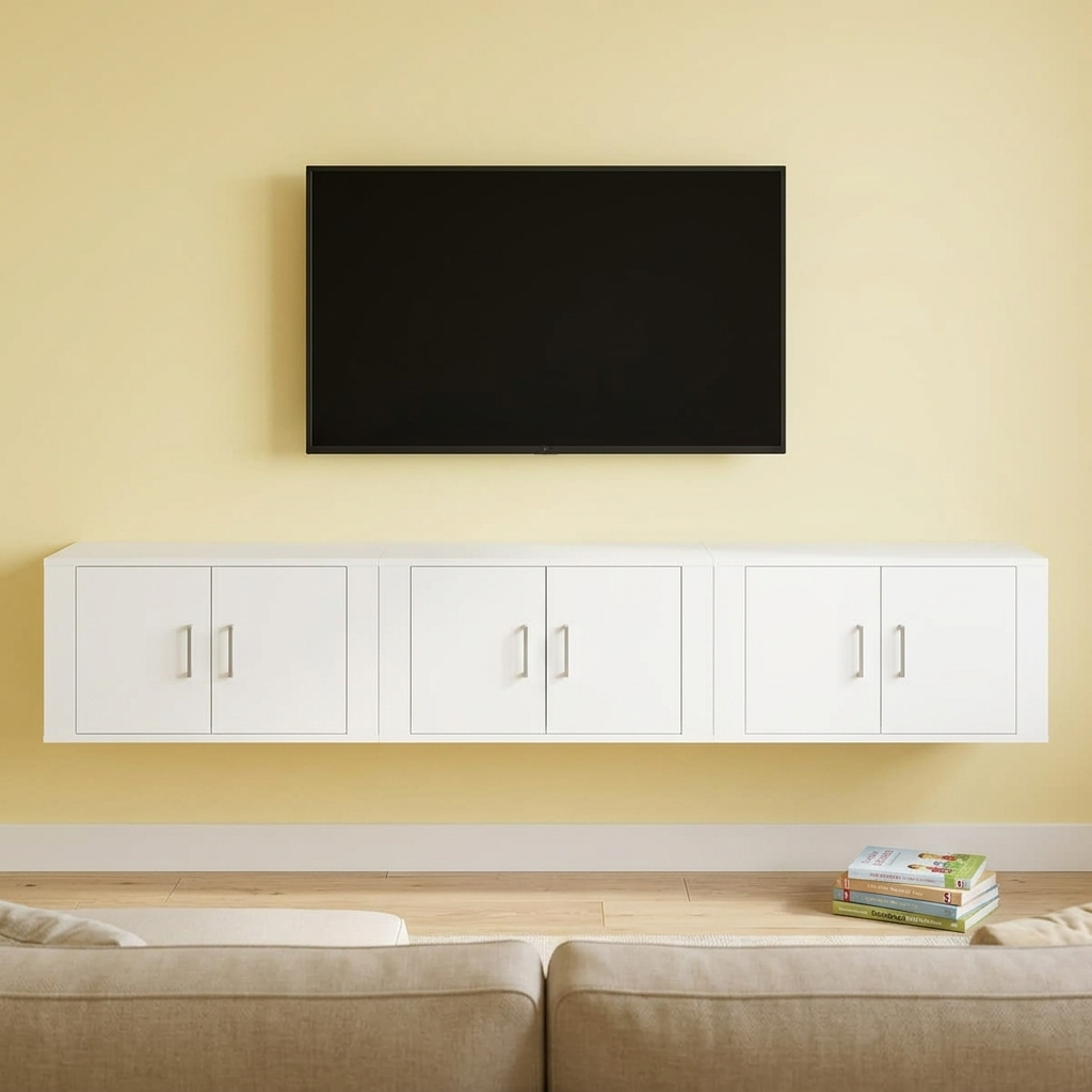 Meuble TV mural 3 pièces en bois | Série Timber