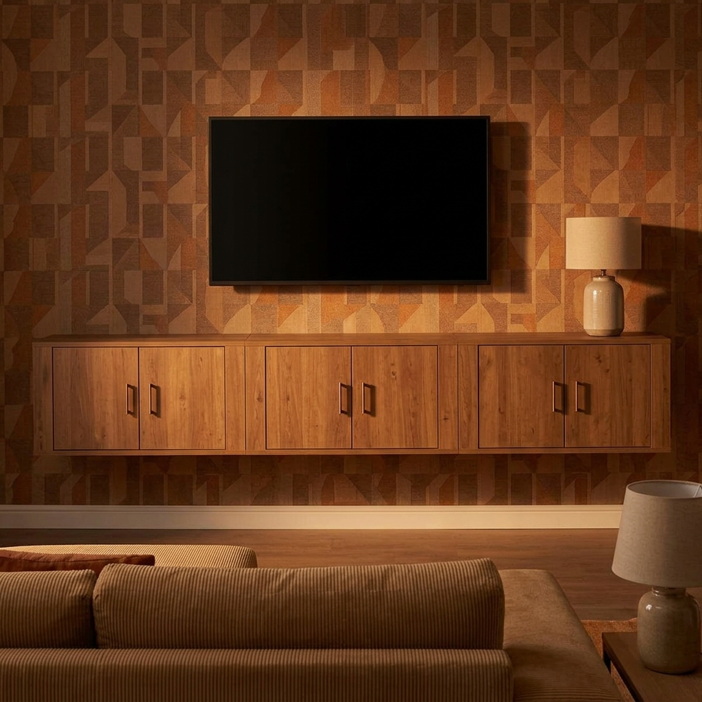 Meuble TV mural 3 pièces en bois | Série Timber
