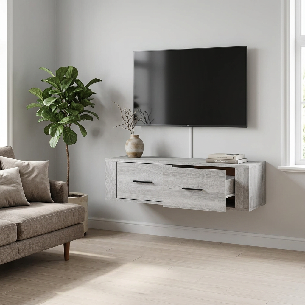 Meuble TV suspendu mural 80 cm | Épure Murale