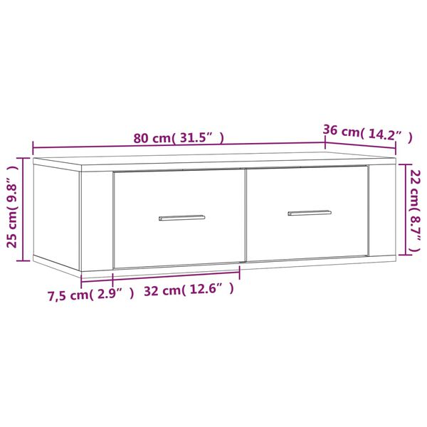 Meuble TV Suspendu 80 x 36 x 25 cm